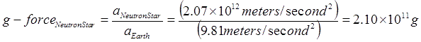 Neutron Star Surface Gravity g-Force