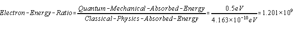 Quantum Mechanical Electron Energy to Classical Electron Energy Ratio