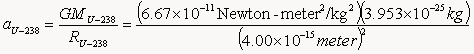 Gravitational Acceleration at the Surface of the Uranium-238 Nucleus